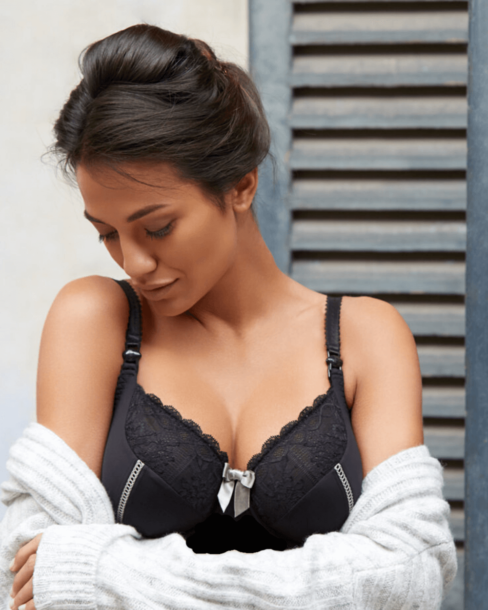 Cămașă de noapte gravide și alăptare Lisa negru