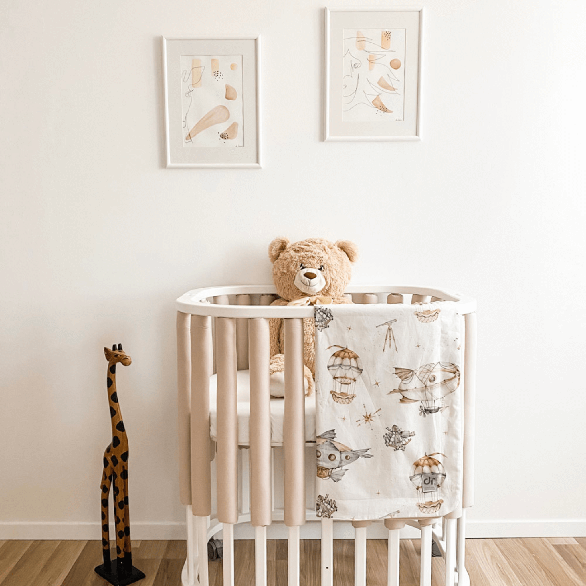 Beige online baby crib