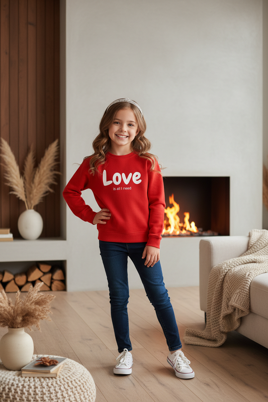 Red Kids Hoodie Love is all I need