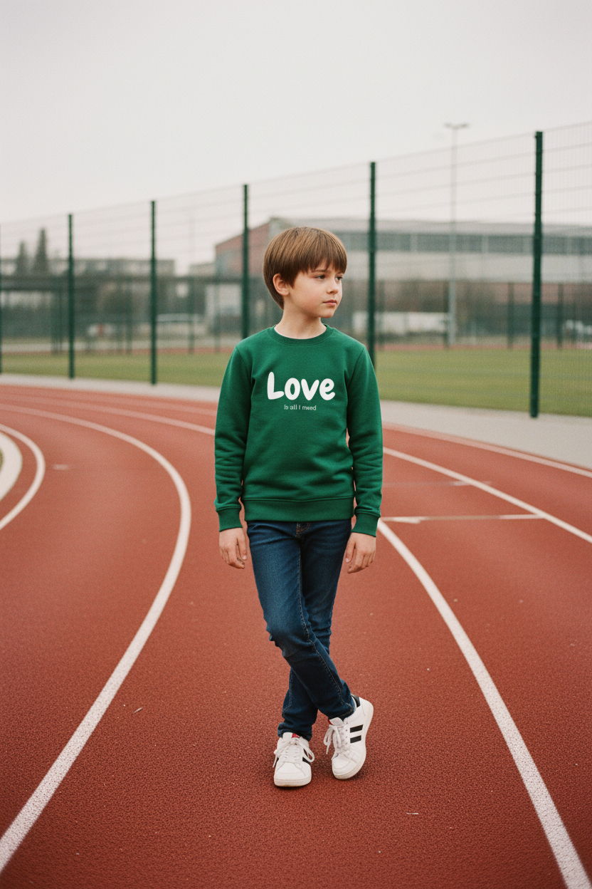 Green Kids Hoodie Love is all I need