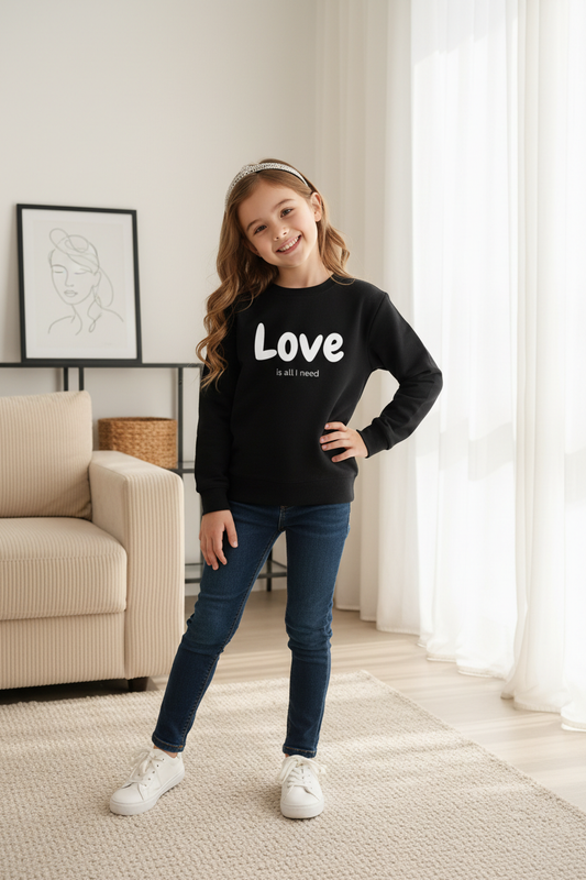 Black kids Hoodie Love is all I Need