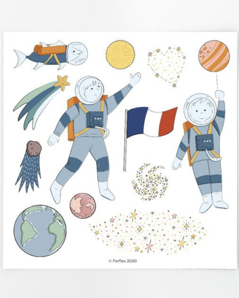 Set 49 piese magnetice Space