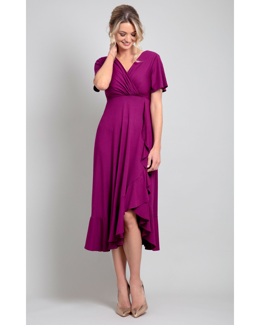 Rochie Waterfall Boysenberry Pink