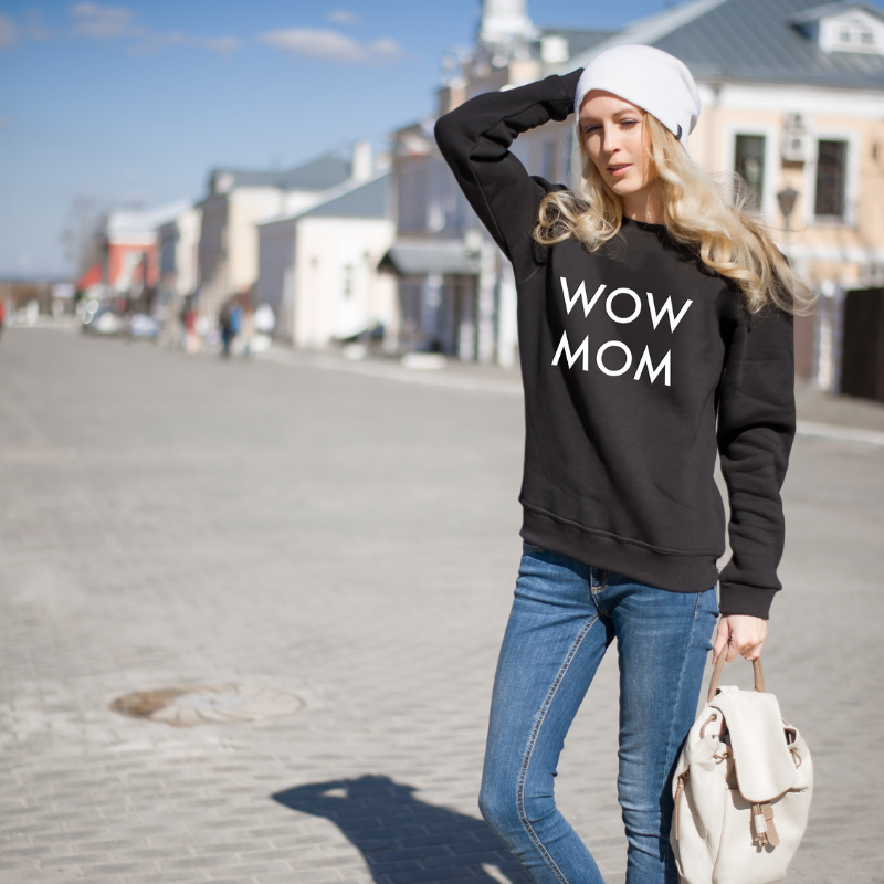 Bluza Wow MoM negru cu alb 