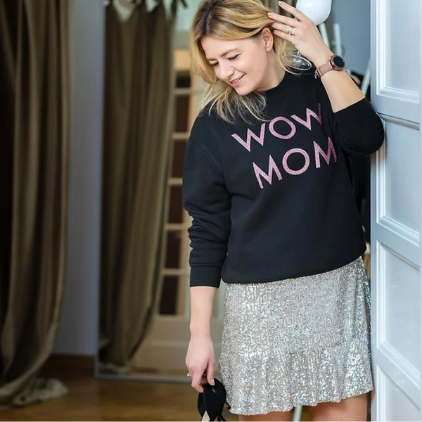 Bluza WoW MoM® cu glitter mov 